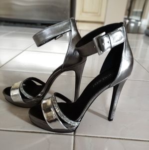 Silver Nine West Ankle strap sandals